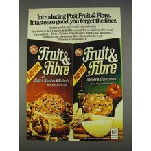 1982 Post Fruit & Fibre Cereal Ad - Tastes So Good
