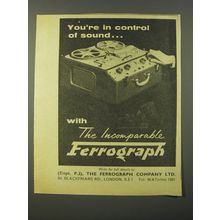 1964 Ferrograph Tape Recorder Ad - You're in control of sound