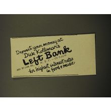 1959 Left Bank Club Ad - Deposit your money at Dick Kollmar's Left Bank