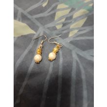 womens gold tone earrings pearled bead