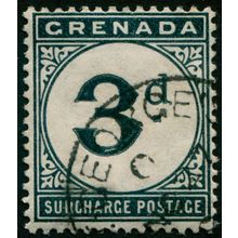 Grenada 1892 3d blue-black Postage Due SGD3 used