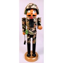 Military Pride Decor Patriotic Army Nutcracker Figurine in Vibrant Green, Salute