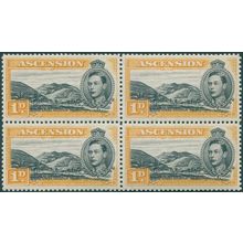 Ascension 1942 1d black & yellow-orange Perf 13 Mountaineer flaw SG39ba MNH