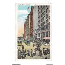 Postcard IL Illinois Chicago State Street very animated street scene people