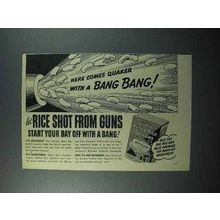 1945 Quaker Puffed Rice Sparkies Cereal Ad - Bang!