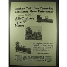 1922 Allis-Chalmers Type E Motors Ad - Performance