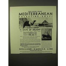 1929 Holland-America Line Cruise Ad - Mediterranean