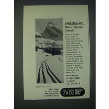 1947 Swiss National Tourist Office Ad - Winter Olympic Season