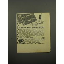 1951 The Swiss Colony Cheese Ad - Different gifts of rare, aged cheeses