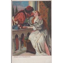 Shakespeare Othello & Desdemona Kissing On Window Antique German Postcard