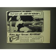 1953 Ry-Krisp Crackers Ad - cartoon by Richard Taylor - Don't get left