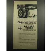 1955 Dunlop Tires Ad - First Turbo-prop aircraft in U.S. Airline Service