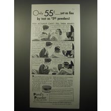 1933 Pond's Powder Ad - Only 55¢ yet as fine by test as $3.00 powders
