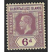GILBERT & ELLICE ISLANDS GV 1912-24 WMK MULTI-CROWN CA 6d MINT SG19