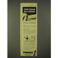 1943 Purex Bleach Ad - Stop Wear on Linens