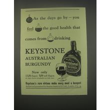 1949 Keystone Burgundy Wine Ad - As the days go by