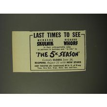 1954 The 5th Season Play Ad - Last times to see Menasha Skulnik Richard Whorf
