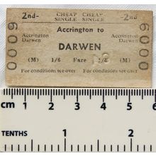 1961 British Transport Comm. ticket 2nd special cheap day Accrington to Darwen