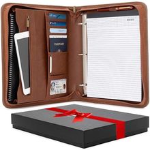 Padfolio Binder - Professional Faux Leather Travel Organizer Pouch for Tablet, D