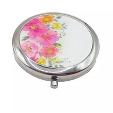 Floral Compact Mirror Round with Snap Open/Close Button Mothers Day Gift