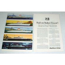 1956 Italian Line Cruise Ship Ad - Sail on Finest