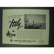 1956 Italy Tourism Ad - For Travel Memories You'll Cherish Always