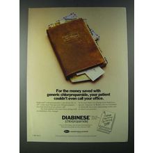 1987 Pfizer Diabinese Ad - For The Money Saved with Generic Chloropropamide