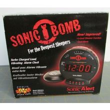 SONIC BOMB Dual Extra Loud Alarm Clock & Bed Shaker Black Sonic Alert NIB