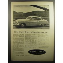 1951 Buick Roadmaster Car Ad - First-class travel without excess Fare