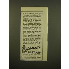 1961 Rappaport's Toy Bazaar Advertisement - No mechanics needed