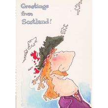 Greetings From Scotland Map From Scottish Face Comic 1970s Postcard