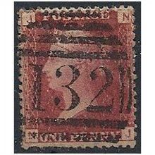 1858 SG43 1d Red Plate 110 Good+ Used "NJ".