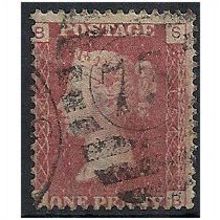 1858 SG43 1d Red Plate 154 Good/Fine Used Check Letters "SB".