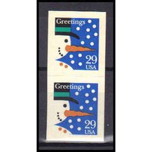 2803 29c Snowman Fine MNH BPS Vert Pair V4954