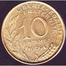 1969 France 10 Centimes Coin