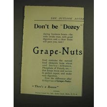 1906 Postum Grape-Nuts Cereal Ad - Don't be Dozey