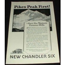 1923 Chandler Six Car Ad, Pikes Peak First!!