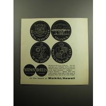 1957 Matson Hotels Ad - On the beach at Waikiki Hawaii