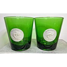 Dubonnet x 2 Drinking Green Glass Barware Vintage Apertif Made in Italy