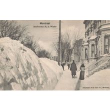 Sherbrooke Street In Winter Montreal Canada Old Postcard