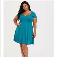 Torrid Aqua Skater Dress Plus Women's Size 3 Pre-Owned Good Condition