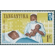 Tanganyika 1961 1s brown, blue & olive-yellow SG114 CTO