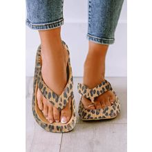 Leopard Print Thick Sole Flip Flops