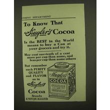 1909 Huyler's Cocoa Ad - The Best in The World