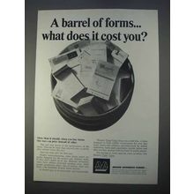 1966 Moore Business Forms Ad - A Barrel of Forms Cost