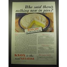 1933 Knox Gelatine Ad - recipe for Lemon Chiffon and Chocolate Chiffon Pie