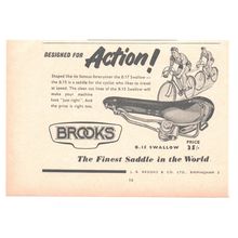 J B BROOKS LTD of BIRMINGHAM bicycle saddle :- Original Vintage 1957 Advert