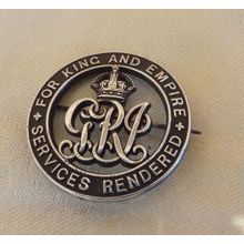 WWI Silver War Badge - For King & Empire - Services Rendered