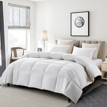 Serta Goose Feather down Fiber Cotton Comforter King Size - 100% Cotton Duvet In
