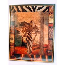 Vibrant African American Art, Safari Zebra Eye Catching Home Decor, Elegant Fram
